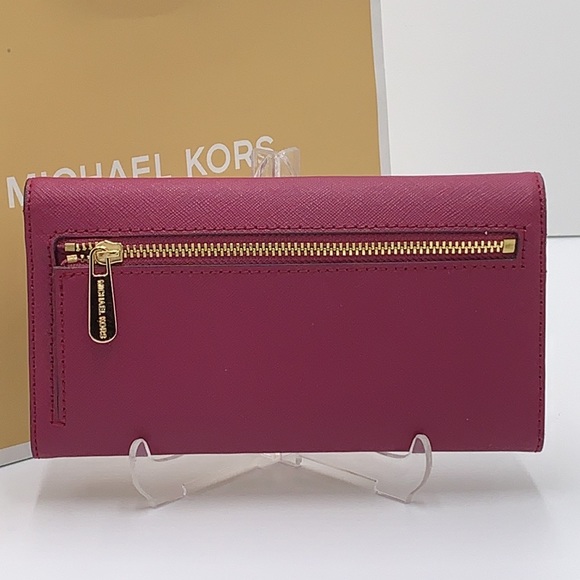 MICHAEL KORS JET SET TRAVEL LG TRIFOLD MAGENTA - Picture 14 of 16